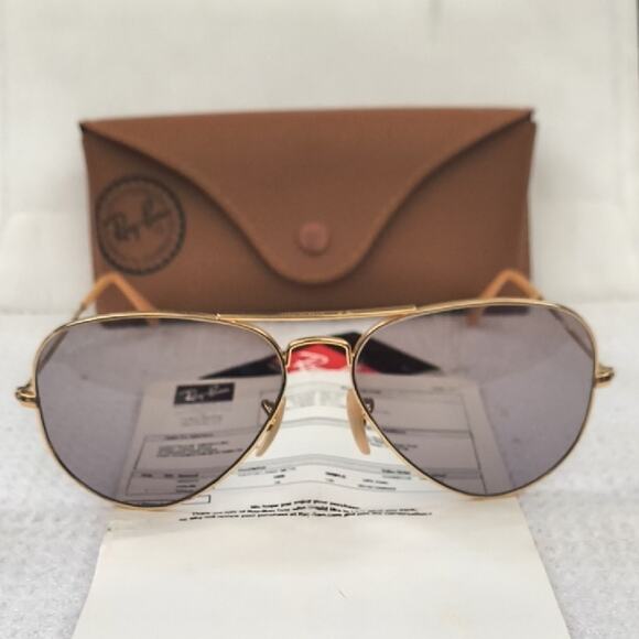 Ray-Ban Gold Frame Sunglasses with Gray Lenses main image 4